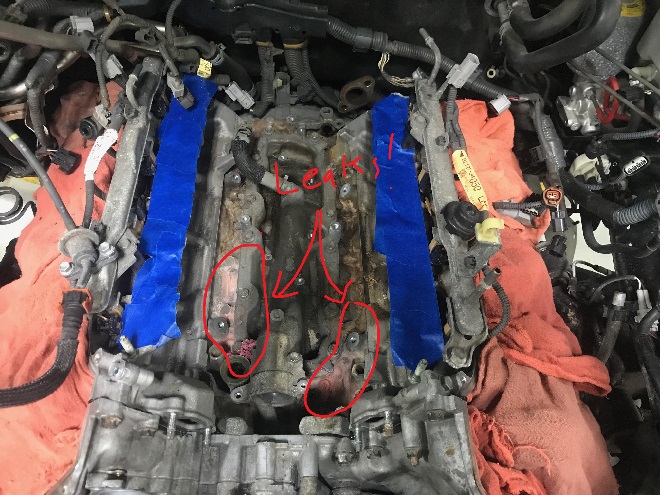Valley plate leaking coolant